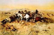 Charles M Russell A Desperate Stand Sweden oil painting artist